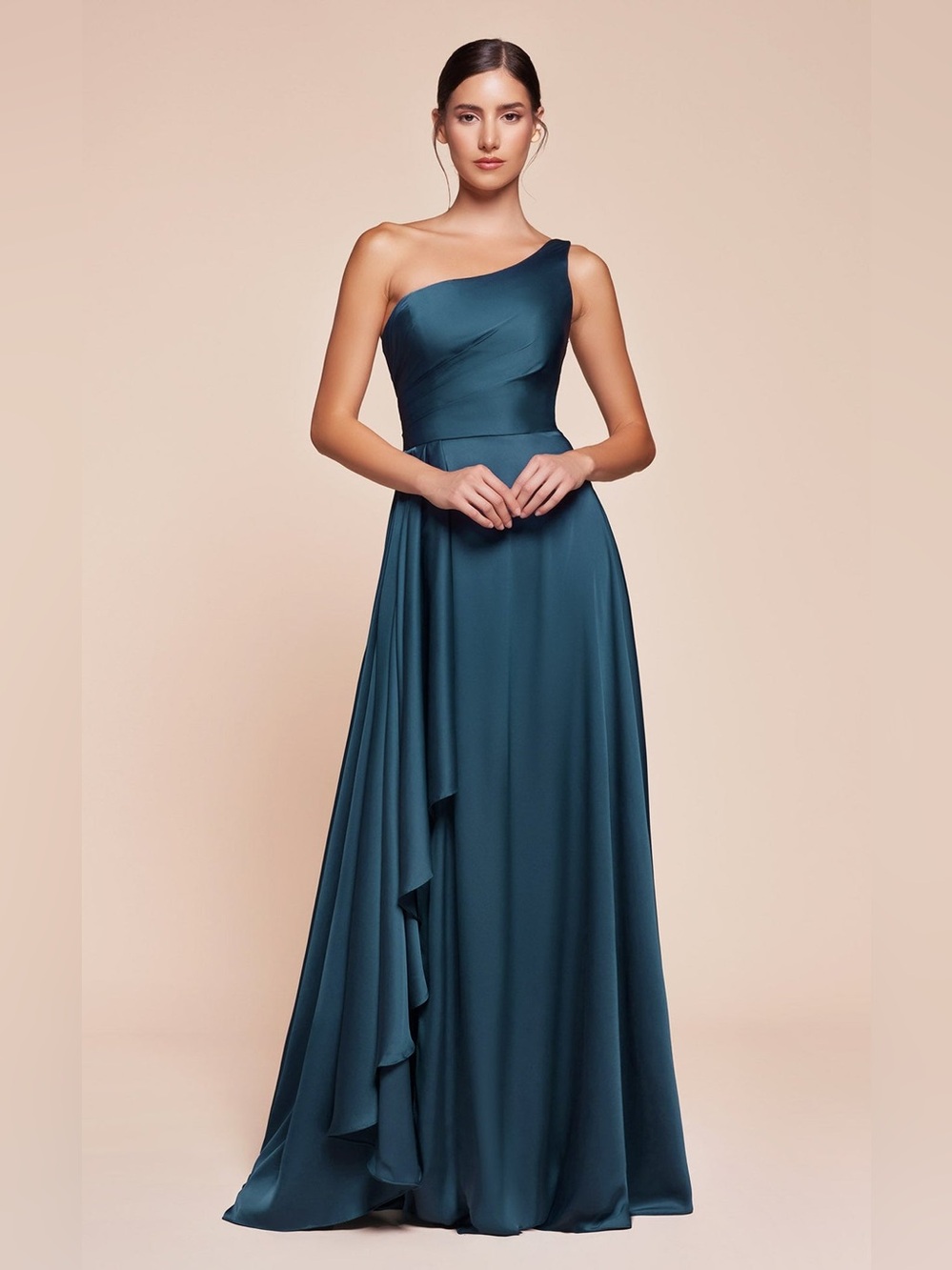 LADIVINE 7450 One-Shoulder French Navy Evening Gown NWT Size 6